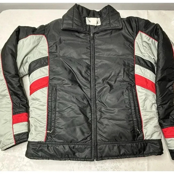 Vtg 80s 90s Woolrich Zip Jacket M Red Grey - Picture 10 of 10